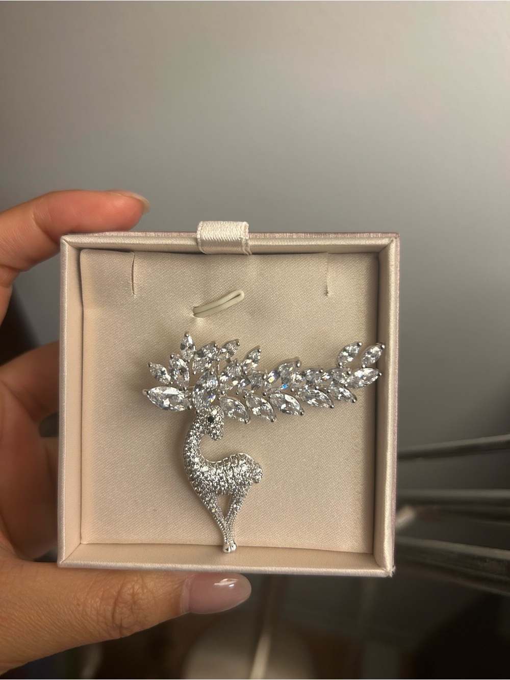 Silver Crystal reindeer Brooch - Christmas / winter